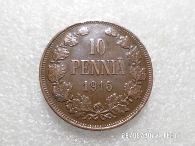 10   penniä   1915  siistikuntoinen    pientä reunakarheutta