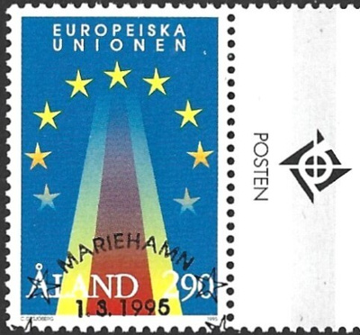 Ål 1995 Euroopan Unioni 2,90 mk välilöpari logo EPL LaPe 095