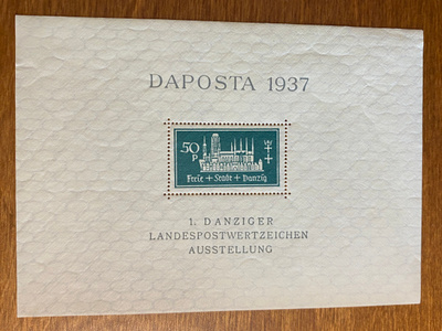 SAKSA DANZIG 1937 DANZIGIN POSTIMERKKINÄYTTELY BL1**
