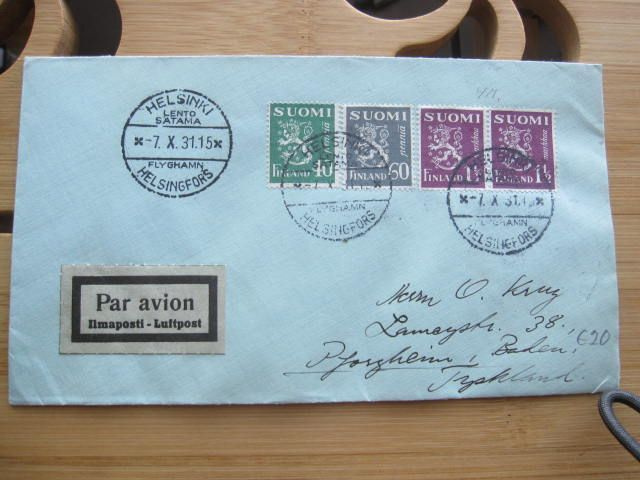 Hesa lentosatama kuori ilmapostitse 1931 Saksaan