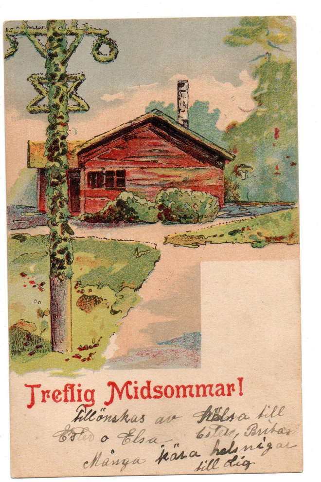 Vanha kortti, talo ja juhannussalko