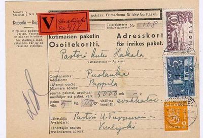 M30 1944 V-paketti, käs.kirj Vuolijoki