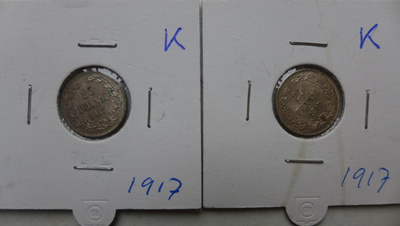 Raha kolikko 25 penniä 1917 2kpl Itsenäisyys vapaus
