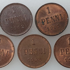 1 Penni 7 kpl. 1898-1909 Hyväkuntoinen erää! - pikkukuva 3
