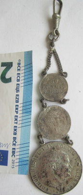 Avaimenperä Hopearahat Suomi Ruotsi 1/8R 1834 Preussi Thaler