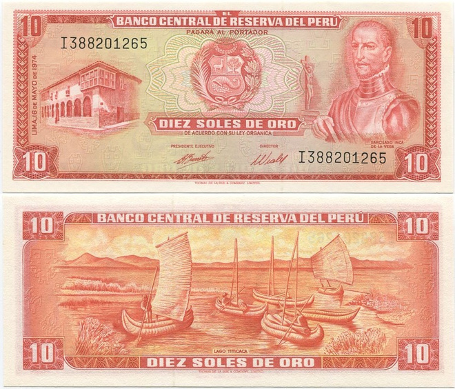 Peru 10 Soles De Oro v.1974 (P-100c) UNC