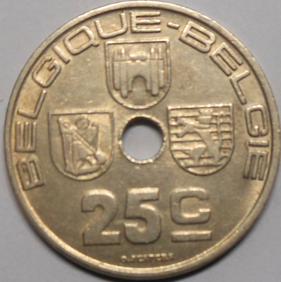Belgium. 25 centimes 1939. French legend.