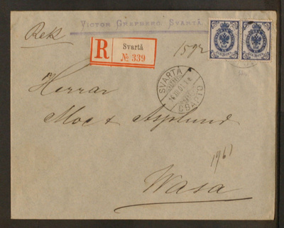 # 23444 # R-Svartå kirje Wasa - 1901 - Varhainen käyttö