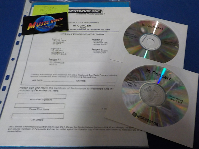 AC/DC IN  CONCERT SHOW #98-49 DECEMBER 5/6 1998 2x CDR