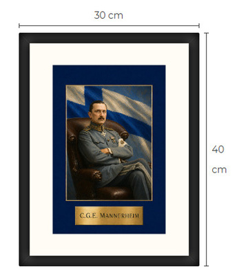 Uusi Mannerheim art print kehystetty 30 cm x 40 cm