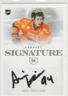 2019/20 Cardset  Signature Anrei Hakulinen , KooKoo