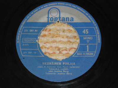 7" TAMARA LUND - Yksinäinen Pihlaja - single 1965 vg+