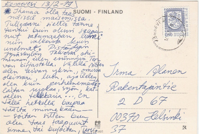 Postileima Konnevesi 17.2.1979