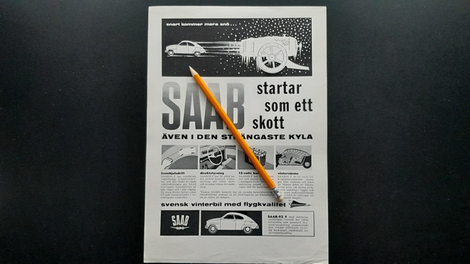 SAAB 93F auton esite 60-luku