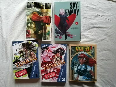 Manga-paketti, englanti (Tenryu, One-Punch Man... 5 kpl)