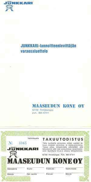 Junkkari lannoitteenlevittäjä – varaosat 1973