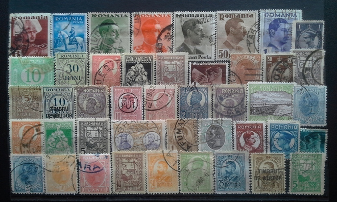ROMANIA VANHAA LEIMATTUJA postimerkkejä 44 kpl