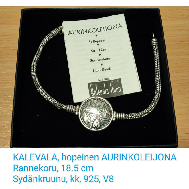 KALEVALA RANNEKORU AURINKOLEIJONA, hopeinen,