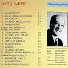 Raita Karpo - Kuule laulu sydämein (CD) - pikkukuva 2