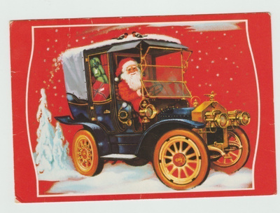 Joulupukki ajaa nostalgisella autolla   (R)