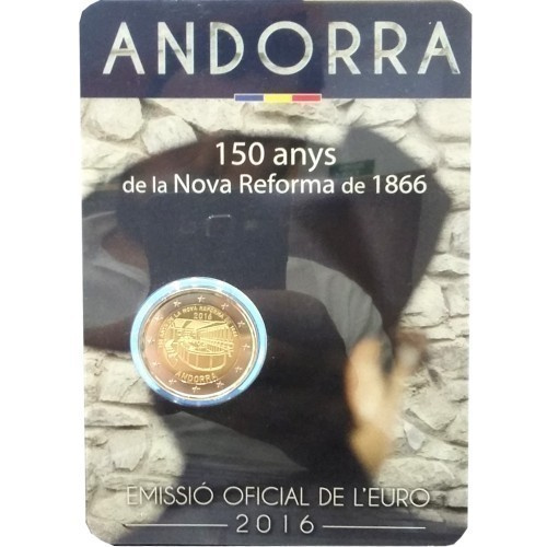 ** ANDORRA 2€ 2016 Reformi 150 vuotta kortissa **