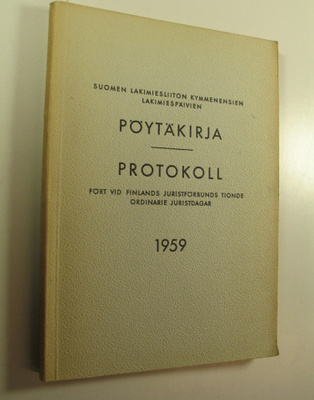 Suomen lakimiesliiton lakimiespäivien pöytäkirja 1959