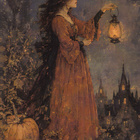 Halloween noidalla lyhty kädessä - pikkukuva 1