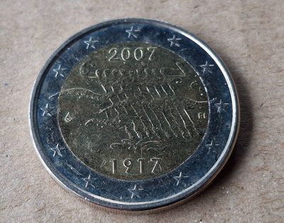 Suomi 2007 2 € Itsenäisyys 90 vuotta - 1917