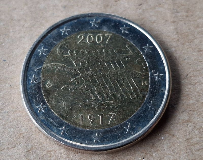 Suomi 2007 2 € Itsenäisyys 90 vuotta - 1917