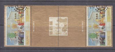 Åland 2015 3 € merkkien välilöpari ep. leimalla.