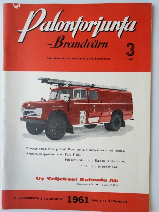 Palontorjunta Brandvärn lehti 3 / 1961 pienpainate