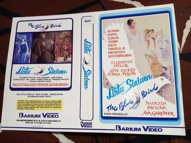 VHS kansipaperi LINTU SININEN - THE BLUE BIRD