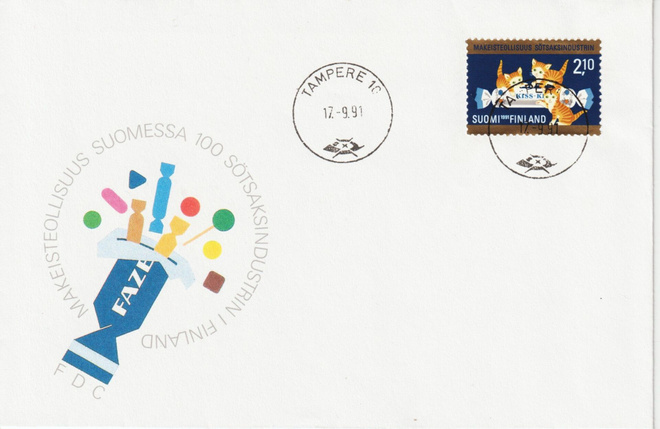 1991 Makeisteollisuus 100v merkin FDC-kirje