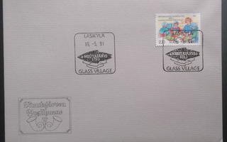 Lasikylä -Nuutajärvi kuvaleima, leiman FDC 1991