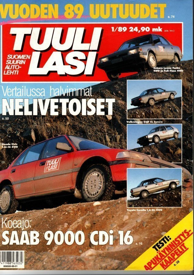 Tuulilasi n:o 1 1989 Vertailussa halvimmat nelivetoiset.