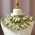 Alina´s Handmade käsityö kauluri valkoinen, keltain vihreä, - pikkukuva 1