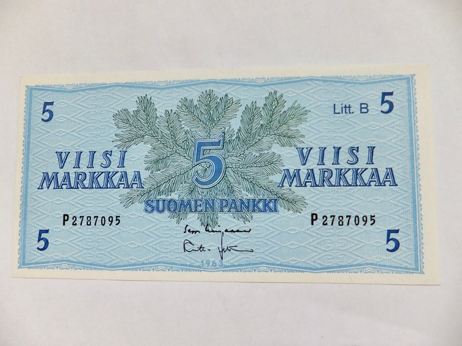 5 mk 1963 Litt B P-sarja PAKKASILEÄ
