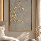 Käsintehty 3D-taulu 50 × 70 cm – kultaiset kalat - pikkukuva 1