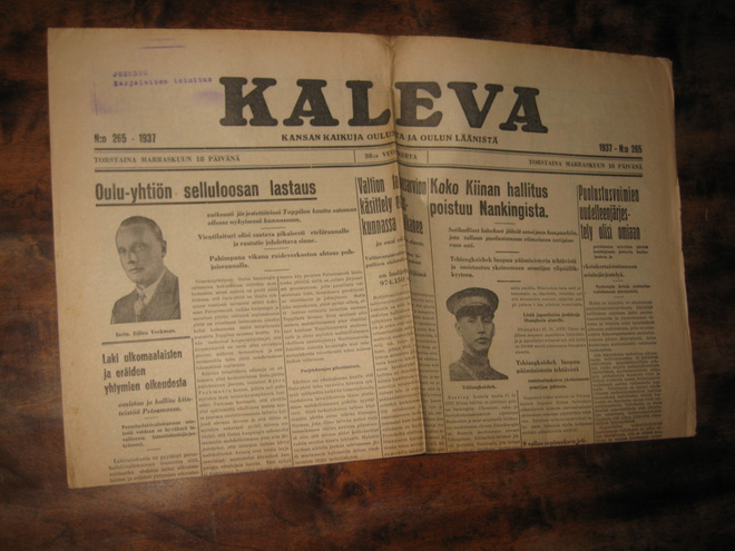 Sanomalehti  Kaleva  18.11.1937
