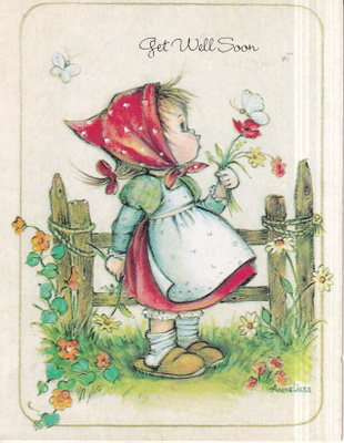 Anne Liese. Tyttö, kukkia , Get Well Soon. e260