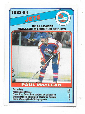 1984-85 OPC #371 Paul MacLean , Winnipeg Jets