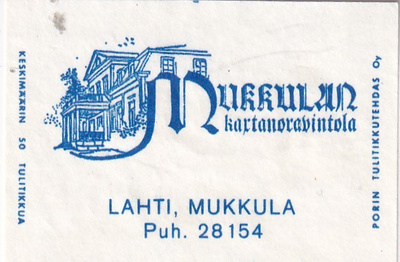 Lahti, Mukkula, Mukkulan kartanoravintola    1/15