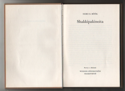 Böök, Eero: Shakkipakinoita, WS 1967, sid., K3 +