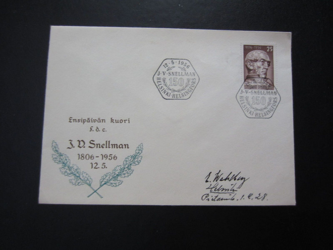 FDC 1956 J.V.Snellmanin syntymästä 150 vuotta