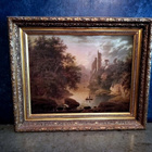 Sykähdyttävä maisemamaalaus ”Kalastajat”, 1800-luku - pikkukuva 2