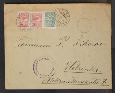 # 24005 # Numeroleima 685 + Sysmä kirje Helsinki - 1916