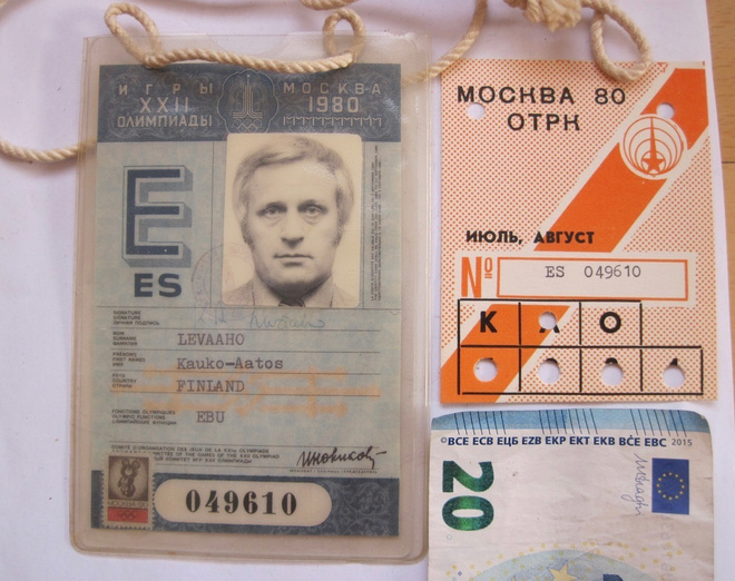 VANHA Lehdistökortti Olympia 1980 Moskova CCCP Suomalaisen