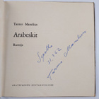 Tarmo Manelius : Arabeskit : runoja (signeerattu, tekijän... - pikkukuva 3