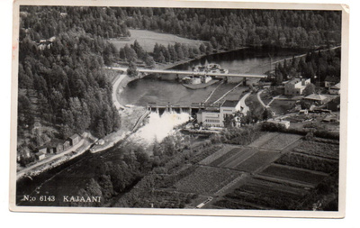 KAJAANI: ilmakuva, koski,silta (Tmi Karhumäki n:o6143,mv)