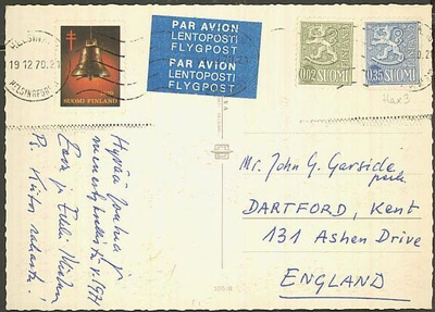 1970 lentopainotuote Englantiin